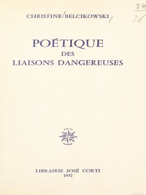 cover image of Poétique des Liaisons dangereuses